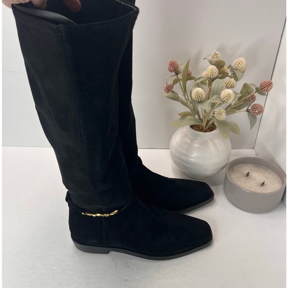 Sam Edelman Clive Suede Knee High Horse Bit Riding Boots Black Women 6 Tried On - Picture 3 of 9